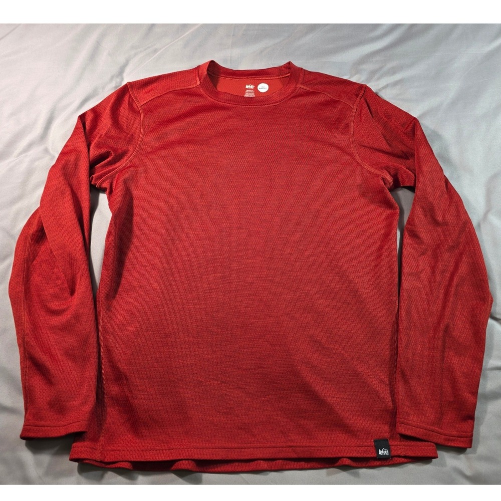 REI Co-op Long Sleeve Midweight Base Layer Shirt Mens Medium Red Performance Top